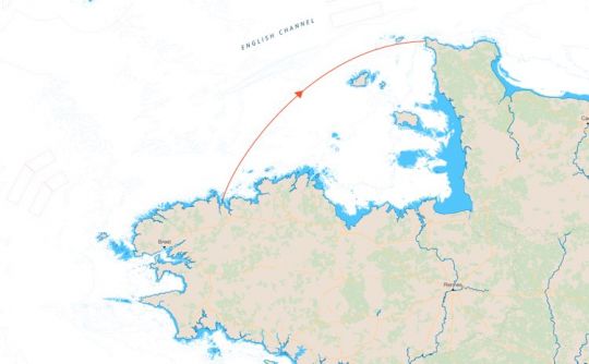 Le trajet de plus de 100 M au nord de la Bretagne