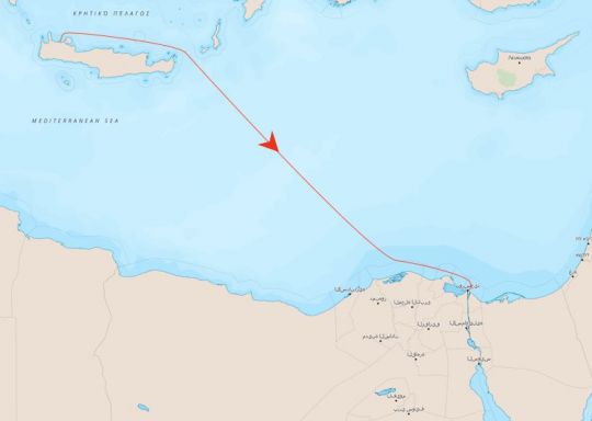 Le trajet de l'étape La Canée - Port-Saïd en First Class 8