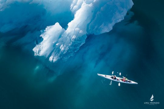En Kayak le long des icebergs 