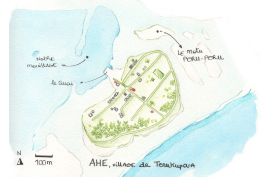 Plan du village de Tenukupara à Ahé ©Julie Leveugle