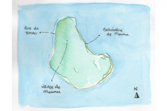 Carte de l'atoll de Makatea ©Julie Leveugle