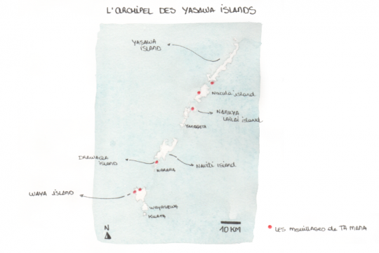 Itinéraire de croisière dans les îles Yasawa ©Julie Leveugle