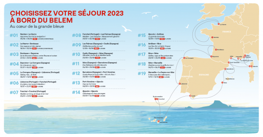 Programme 2023 de navigation du Belem 
