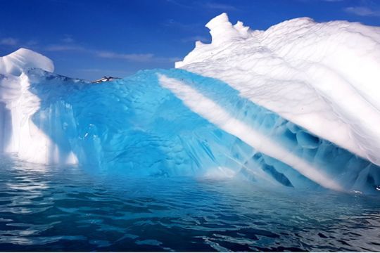 De la glace bleue dans les icebergs