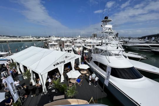 The Miami Boat Show features impressive units like this Viking 92