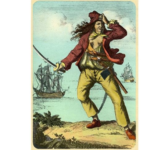 La pirate Mary Read, représentée sur une gravure colorisée