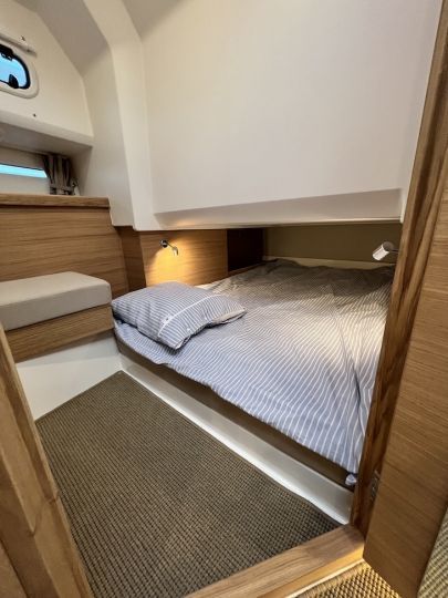 The mid cabin provides a second double bed