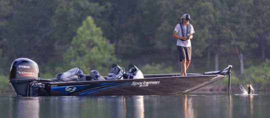 The Bass Boat is specifically designed for fishing, especially for Black Bass.