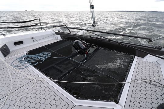 The Xquisite 30 Sportcat supports a small engine