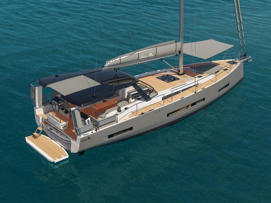 Le Hanse 590 offre une plateforme arrière qui se transforme en beach-club