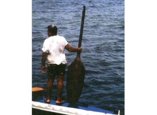 Pagaie gouvernail de pirogue de l'île Wallis © H.Guiot