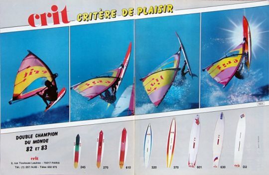 Brochure présentant les planches Crit © Sardinia Windsurfing Museum