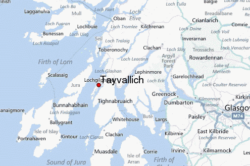 Carte de la zone de navigation entre Islay et Oban