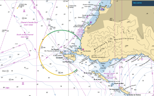 Extrait de la carte SHOM du passage des Croisettes