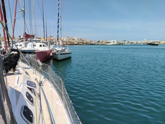 Galaad amarré à couple au port de Peniche en attendant notre retour