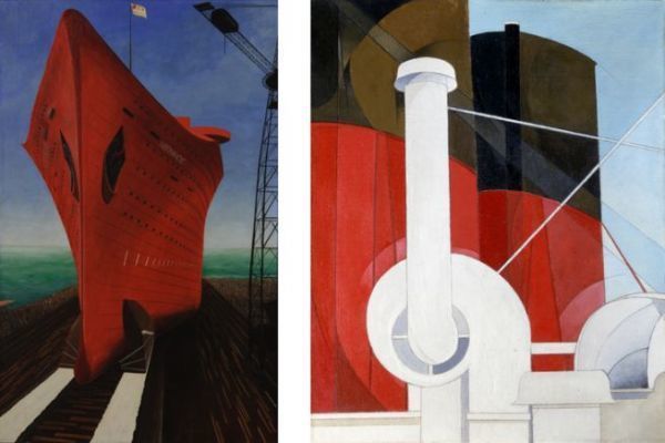 Jules Lefranc (1887-1972) Le Lancement du Normandie, 1933 et Charles Demuth (1883-1935) Paquebot Paris, 1921-1922