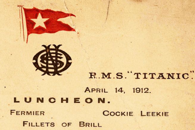 Le menu du dernier djeuner du Titanic vendu aux enchres au prix de...