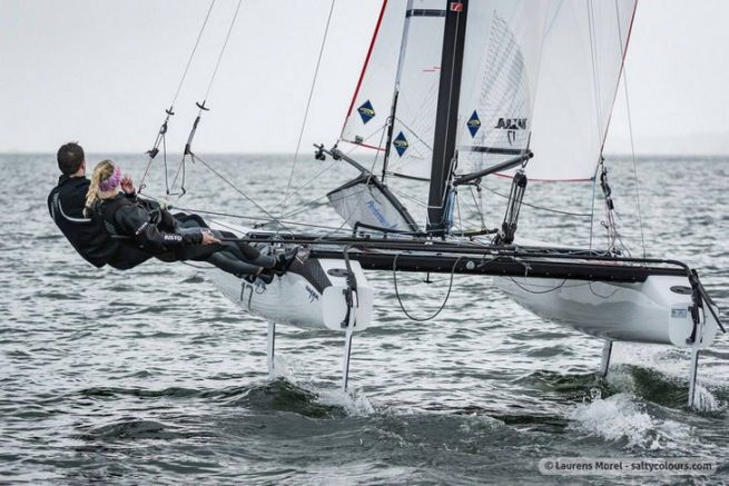 Test du Nacra 17 avec foils