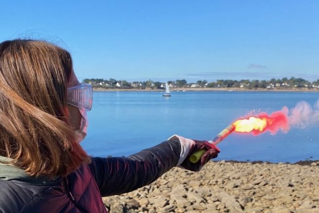 Essai feu à main lors du stage World Sailing organisé par le Cepim à Crach